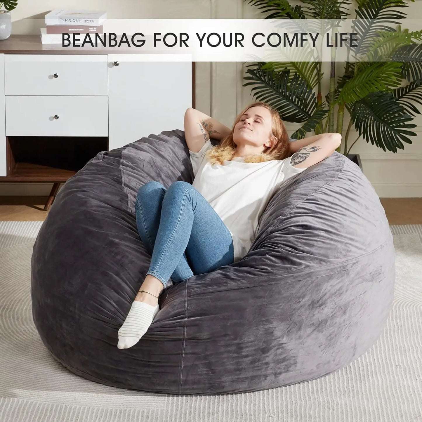 Large Memory Foam Bean Bag Chair
