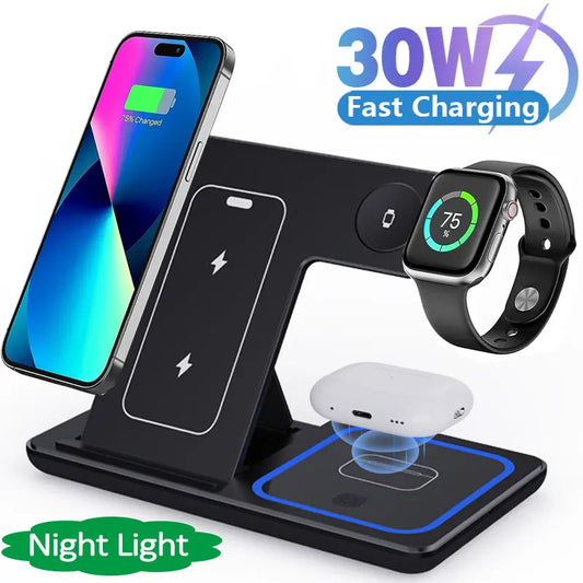 LED Fast Wireless Charging Station