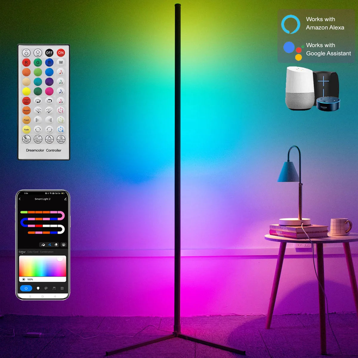 160cm LED Corner Floor Lamp